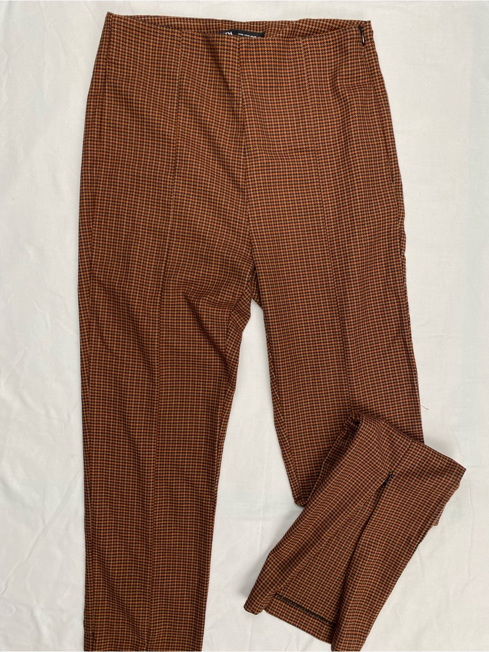 Zara women's Brown Micro-Houndstooth Dress Pants